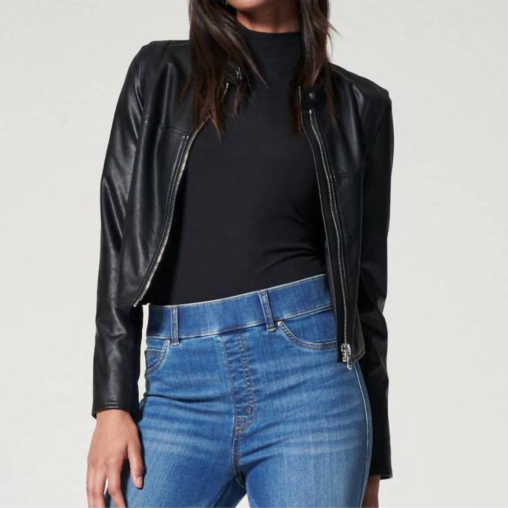 NEW SPANX leather-like moto jacket in black